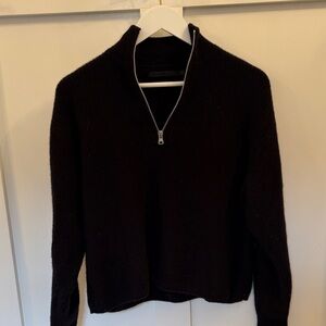 Jenni Kayne Black Half-Zip Cashmere Sweater, XS